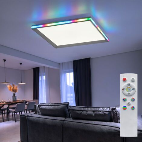 Deckenleuchte Panel Regenbogen Effekt dimmbar Wohnzimmerlampe LED Deckenlampe Farbwechsel LED, mit Fernbedienung, 1x LED 32 W 1400Lm 2700-5000 Kelvin, L 45 cm