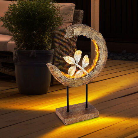 Solarleuchte Garten Holzoptik Gartendeko Solar Solarlampe Mond für