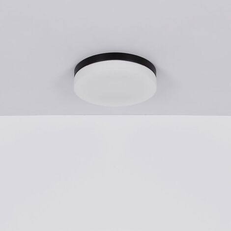 LED Deckenleuchte Außen – Schwarz Mit Opalem Glas, 9W 810lm Warmweiß, IP44, Ø18,4 Cm – Für Balkon, Terrasse, Eingang