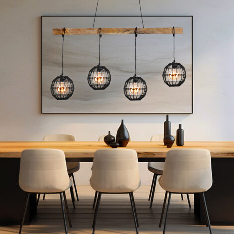Hängelampe Pendelleuchte Holzlampe Gitter Wohnzimmerlampe Esstischlampe natur