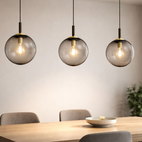 Globo Pendelleuchte Mit Kristallen – 5-flammig, Chrom & Rauchfarbenes Glas, 35x120 Cm, Für Wohn- & Esszimmer