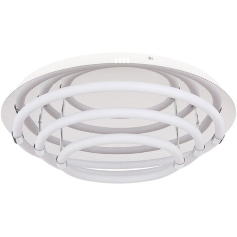 LED Deckenleuchte Wohnzimmerleuchte Esszimmerlampe Deckenlampe Schlafzimmerlampe Designleuchte, Metall Kunststoff weiß Chrom, 54W 3240Lm 3000K warmweiß, D 55 cm