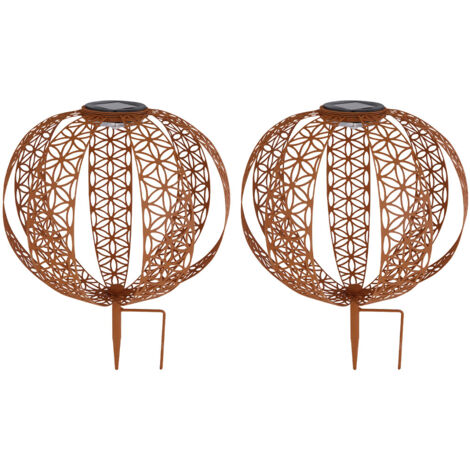 Solarkugel Rostoptik 30cm - Garten Solarleuchte Mit Erdspieß & Warmweißem LED Licht