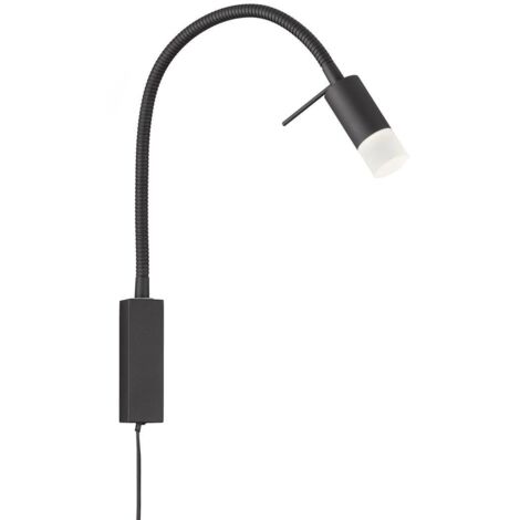 Wandleuchte Wandlampe Schlafzimmerlampe LED Leseleuchte Flexo-Arm Schwarz H 40cm (1/5)