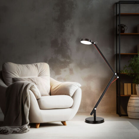 Tischleuchte Wandleuchte Klemmleuchte Stehlampe Tischlampe Schlafzimmer, Spot beweglich, Metall schwarz, Gelenke, Schalter, 1x LED 6W 500Lm 3000K, HxL 84x91cm (1/5)