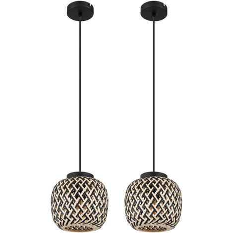 Hängelampe Boho Pendelleuchte Boho Deckenlampe Bambus Geflecht Esstischleuchte Hängelampe Natur Lampenschirm Rattan