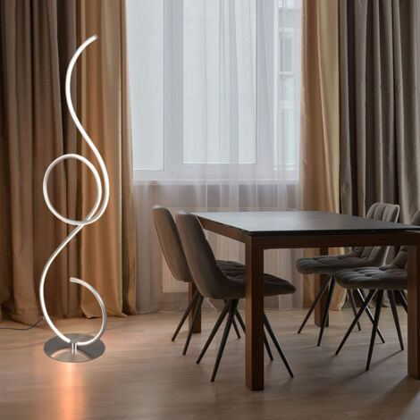Dimmbare LED Stehlampe Mit Touch, Silber – 140 Cm Hoch, Schwenkbarer Spot, 21W, 3000K