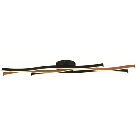 Bloom LED-Deckenleuchte Swirl, schwarz mit Holzoptik (1/4)