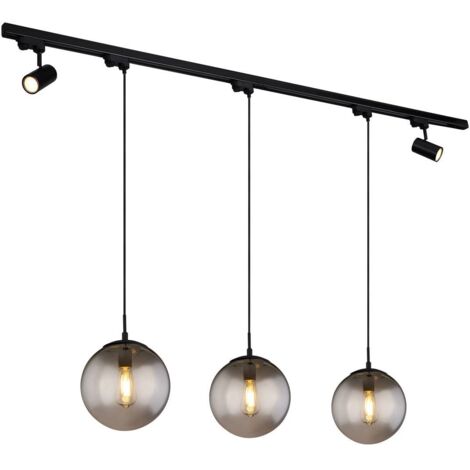 Industrielle LED Deckenleuchte Mit 4 Glaskugeln | Schwarz, 61x61 Cm, Dimmbar, Warmweiß