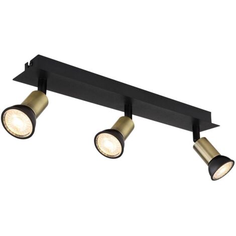 Deckenlampe Spotleuchte Strahler schwarz Deckenspots 3 Flammig Esszimmerleuchte verstellbare Spots, Metall, 3x GU10 Fassung, LxBxH 40x6x9 cm (1/5)