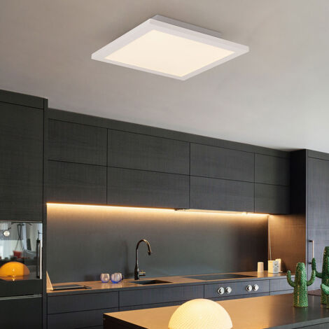 Deckenleuchte Fernbedienung dimmbar LED Panel Einbauleuchte Aufbauleuchte Wohnzimmerleuchte, Alu weiß, 30W 2400lm 3000-6000K, LxBxH 45x45x5,3 cm