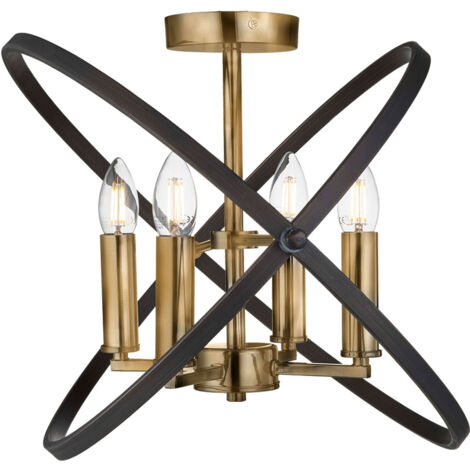 Searchlight Hoopla - 4 Light Semi Flush Bronze, Braun, E14 (1/5)