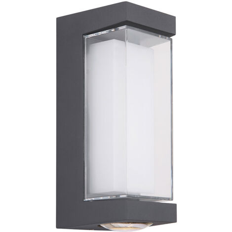 Außenleuchte Fassadenlampe Wandlampe anthrazit Balkonleuchte Wandleuchte, LED 12 Watt 1093Lm warmweiß, BxHxT 7,5x18,7x8,2 cm
