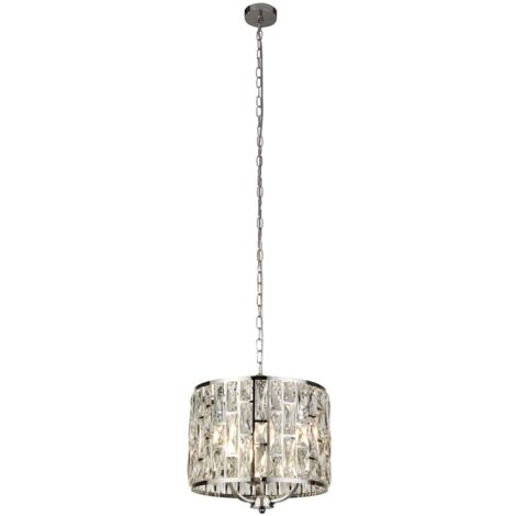 Hängeleuchte Kristalllampe Pendelleuchte Stahl chrom E14 Glas klar Wohnzimmer (1/3)