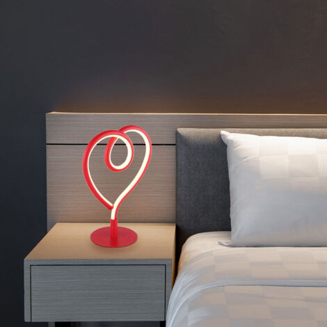 Tischleuchte Tischlampe Herzform Schlafzimmerleuchte rot opal LED H 23,5 cm (1/5)