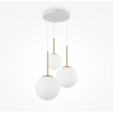 Homemania Pendelleuchte Mit 3 Fassungen – Metall/Glas-Design In Gold & Schwarz, 44x44x34 Cm, E27