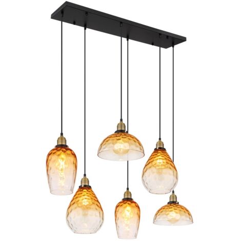 Esszimmerlampe Hängeleuchte Pendelleuchte Deckenleuchte Glas Amber 6-Flammig (1/5)