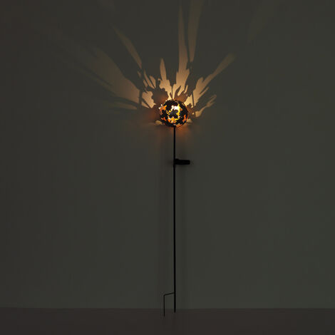 LED Solarlampe Erdspieß Gartendeko Ahornblätter Terrassenlampe Steckleuchte, rostfarben, warmweiß, DxH 12 x 91,5 cm