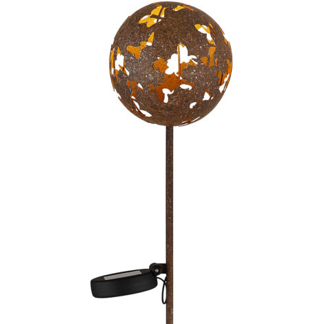 LED Solarlampe Erdspieß Gartendeko Ahornblätter Terrassenlampe Steckleuchte, rostfarben, warmweiß, DxH 12 x 91,5 cm