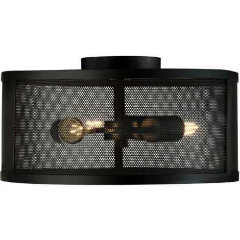Vintage Decken Lampe Wohn Ess Zimmer Käfig Design Leuchte schwarz (1/5)