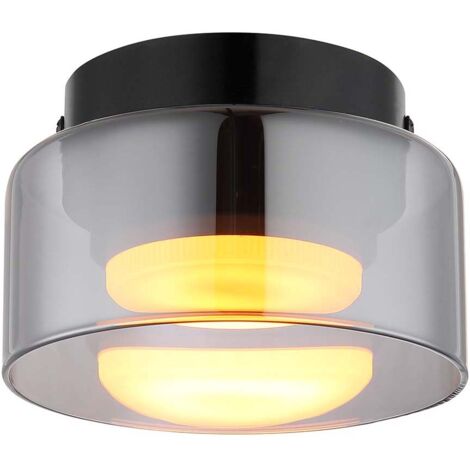 Deckenleuchte Deckenlampe Esszimmerlampe Rauchglas schwarz LED D 13 cm (1/4)