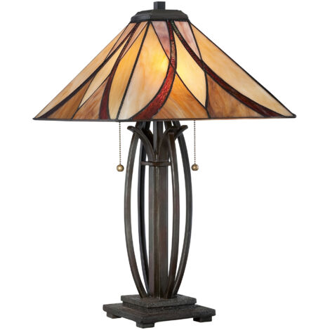 Elstead Asheville - 2 Leuchttischlampe Bronze, Tiffany Glass, E27 (1/5)