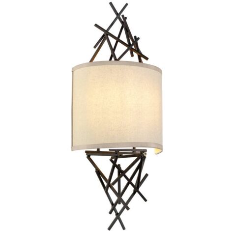 Wandleuchte Flurleuchte Wohnzimmerlampe Leinen Stahl bronze 2-Flammig E14 (1/5)