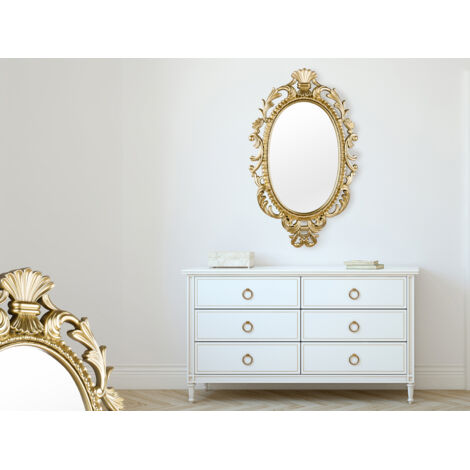Ovaler Wandspiegel TRIXI mit Barockrahmen in Gold 73cm groß