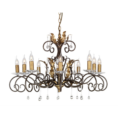 Elstead Amarilli - 10 leichte Kronleuchter Bronze, Gold Blumenblätter Design, E14 (1/4)