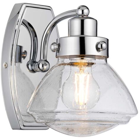 Wandlampe Wandleuchte Badezimmerleuchte Stahl Glas Chrom IP44 1-flammig (1/5)