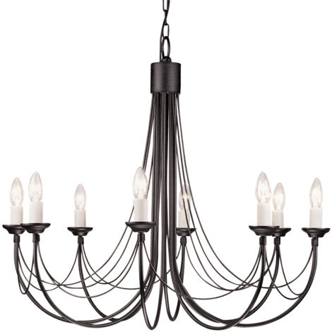 Elstead Carisbrooke - 8 Light Chandelier Black Finish, E14 (1/2)