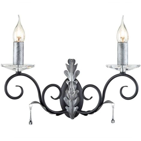 Elstead Amarilli - 2 Light Indoor Candle Wandleuchte Black Floral Leaves Design, E14 (1/5)