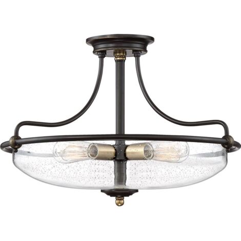 Elstead Quoizel Griffin Bowl Semi Flush Deckenleuchte Palladio-Bronze mit Akzenten aus verwittertem Messing (1/5)
