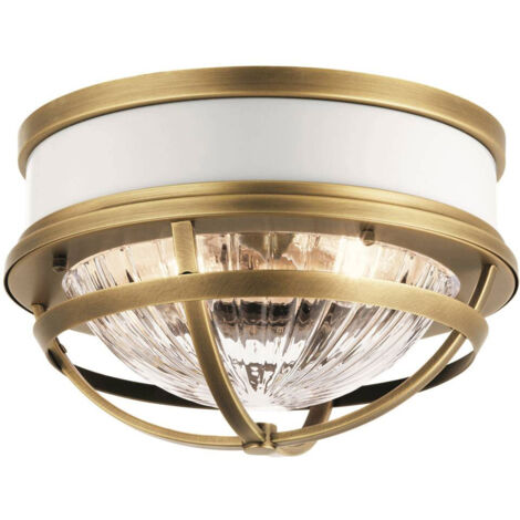 Elstead Kichler Tollis Bowl Semi-Flush-Deckenleuchte aus natürlichem Messing und Weiß (1/5)