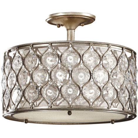 Elstead Lucia - 3 Light Semi Flush Deckenleuchte brüniertes Silber, E27 (1/4)