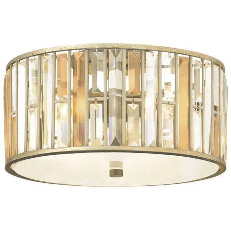 Elstead Gemma - 3 Light Flush Mount Deckenleuchte Silver Leaf, E27