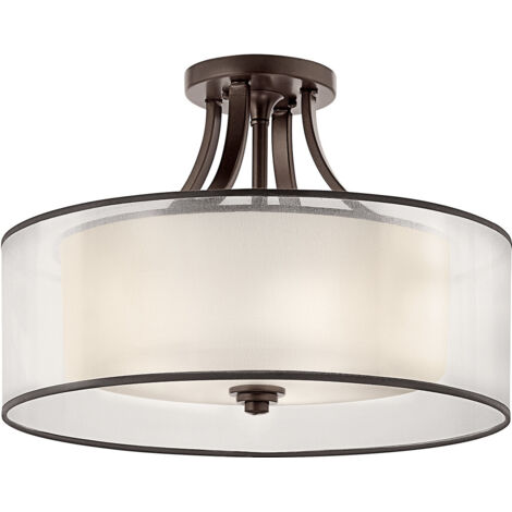Elstead Lacey 4 Light Semi-Flush Mount, Mission Bronze, E27 (1/5)