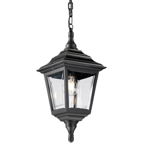Außenleuchte Kettenlaterne Pendelleuchte 1 Flammig  H 51 cm Schwarz klassisch (1/2)