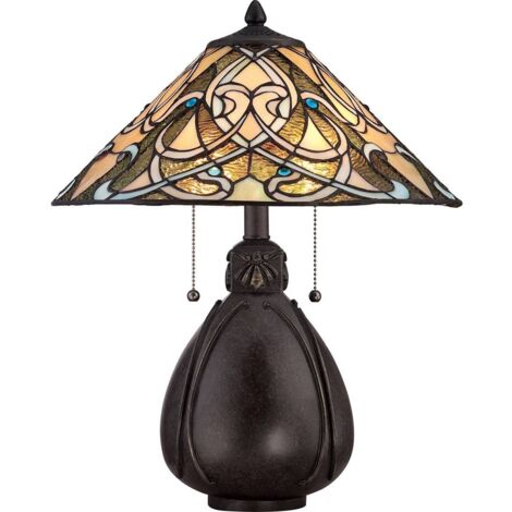Elstead India - 2 Leuchttischlampe Imperial Bronze, Tiffany Glass, E27 (1/4)