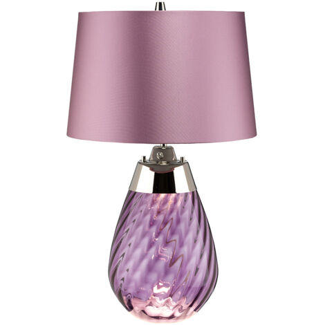 Elstead Lena 2 Leichte kleine Pflaumentischlampe, pflaumenfarbenes Glas, Heather Shade, E27 (1/4)