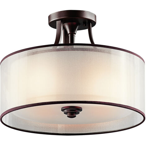 Elstead Lacey - 3 Light Small Semi Flush Mount Deckenleuchte Mission Bronze, E27 (1/5)