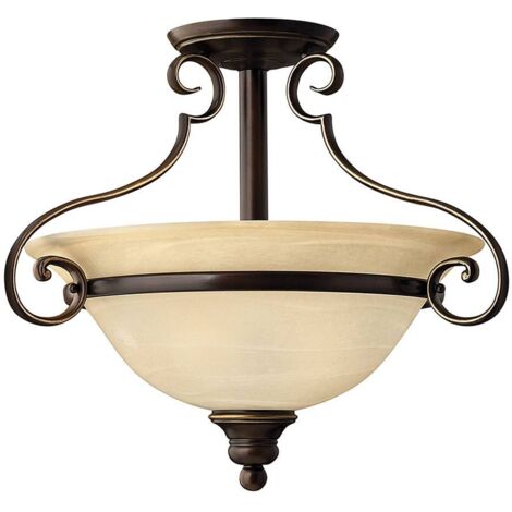 Elstead Cello - 2 Licht Semi Flush Deckenleuchte Antik Bronze, E27 (1/5)