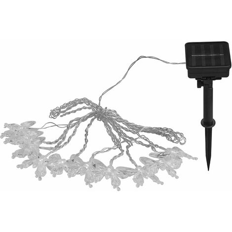 RGB LED Außen Solar Lichter Kette Schmetterling Optik Deko Garten Lampe
