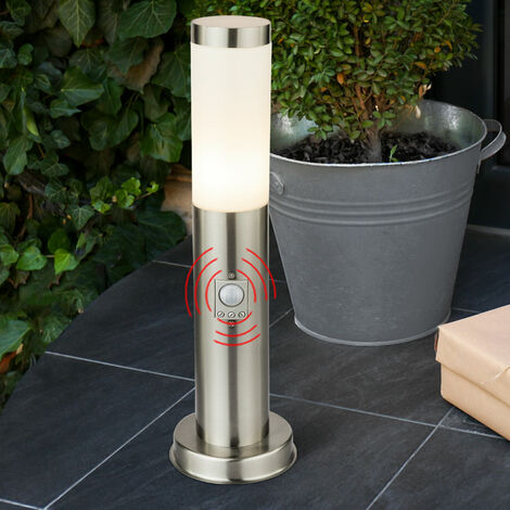 Stehlampe DxH E27, Außenleuchte Wegeleuchte Edelstahl silber, mit 1x cm, Set 12,7x45 2er Gartenleuchte Bewegungsmelder,