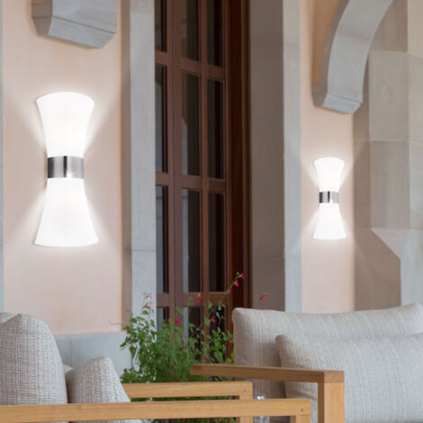 2er Set Wand Außen Lampe Edelstahl Fassaden Leuchte Outdoor Beleuchtung