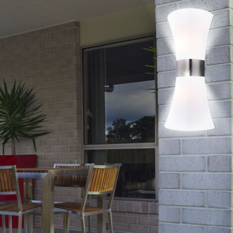 2er Set Wand Außen Lampe Edelstahl Fassaden Leuchte Outdoor Beleuchtung
