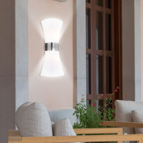 2er Set Wand Außen Lampe Edelstahl Fassaden Leuchte Outdoor Beleuchtung