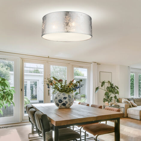 silber 19,5 Lampe glänzend Decken Wohnraum LED Beleuchtung Leuchte Stoff Watt