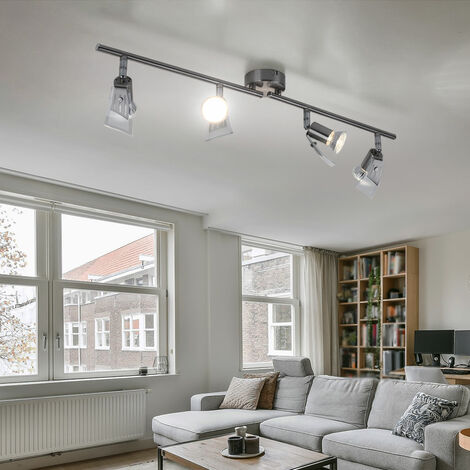 Decken Leuchte bewegliche Spots dimmbar Wohn Zimmer Beleuchtung im Set  inklusive RGB LED Leuchtmittel | Flutlichtstrahler