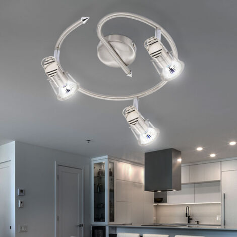 Steinhauer Deckenleuchte Mit 3 Beweglichen Spots – Metall Braun/weiß, LED 7W, Dimmbar, 61x16x12 Cm